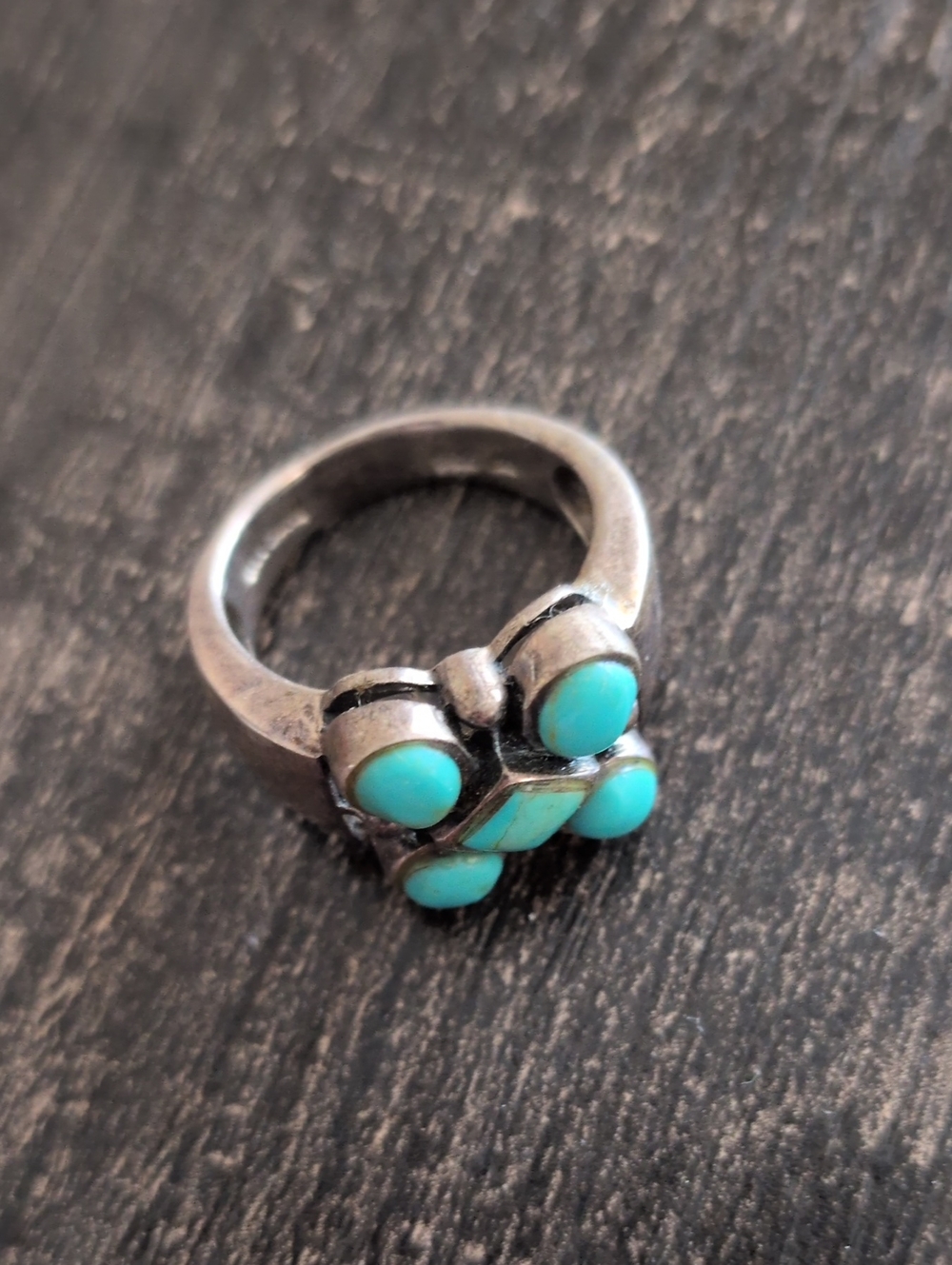 Vintage Navajo Turquoise 925 Sterling Silver Ring Size 4